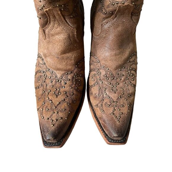 J. B. Dillon Women’s Cowboy Coastal Boots size 9 B Brown Studded - Picture 7 of 14